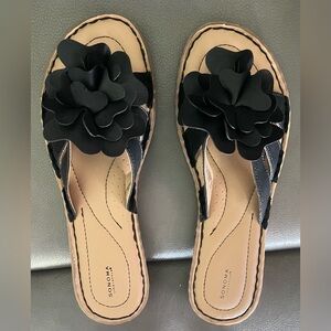 Sonoma Black and Tan Floral Sandals